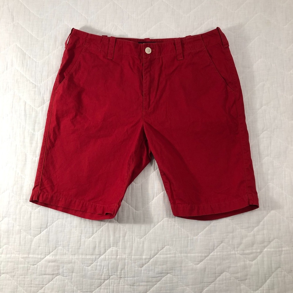 Express Shorts Men's Size 34 Red Chino 10" Inseam‎ Flat Front Casual